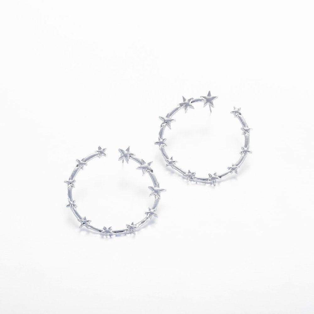Stars Hoop Earrings - Picture 7 of 11